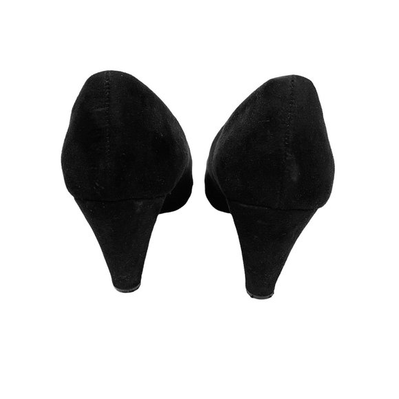 Aldo Black Pumps High Heels Closed Toe Suede Slip On Shoe Size 6 Almond Toe - Picture 4 of 9